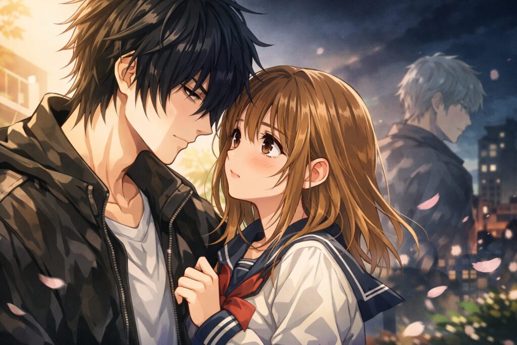 電撃デイジーの世界観をイメージした、切なさと温かさが伝わる恋愛漫画風ビジュアル