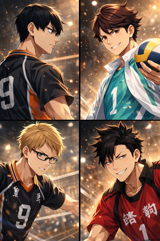 ハイキューのアニメキャラクターの魅力を表現したオリジナルイラスト